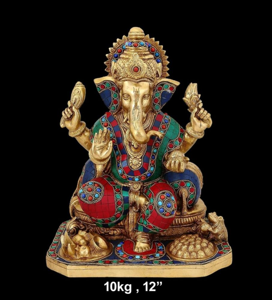 Brass Ganesh Stone 10 Kg 12" Inches