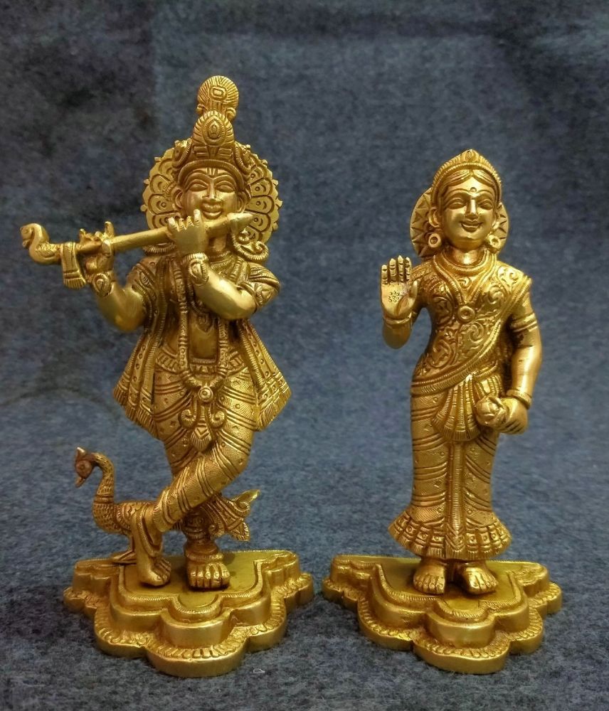 Brass Radha Krishna Idol Set, Separate Figures