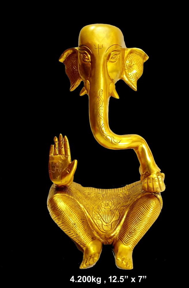 Brass Ganesh 4.200 Kg 12.5"x7" Inches