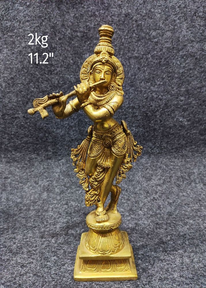 Brass Krishna Idols 2 Kg 11.2" Inches