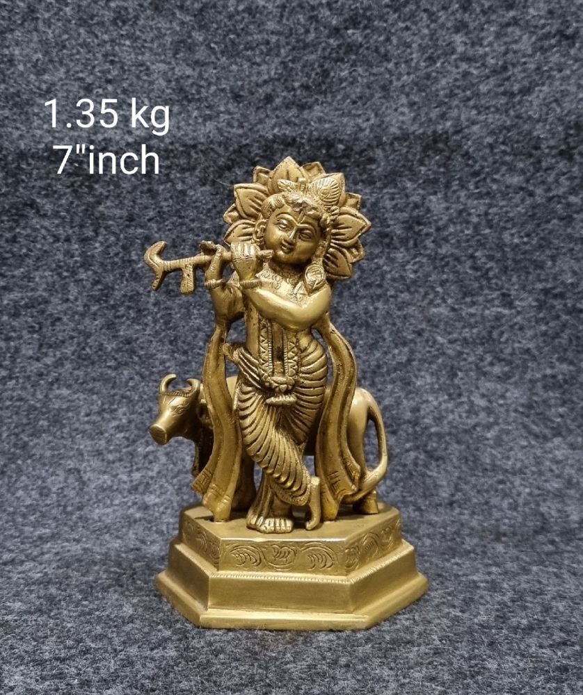 Brass Radha Krishna Krishana 1.35 Kg 7" Inches