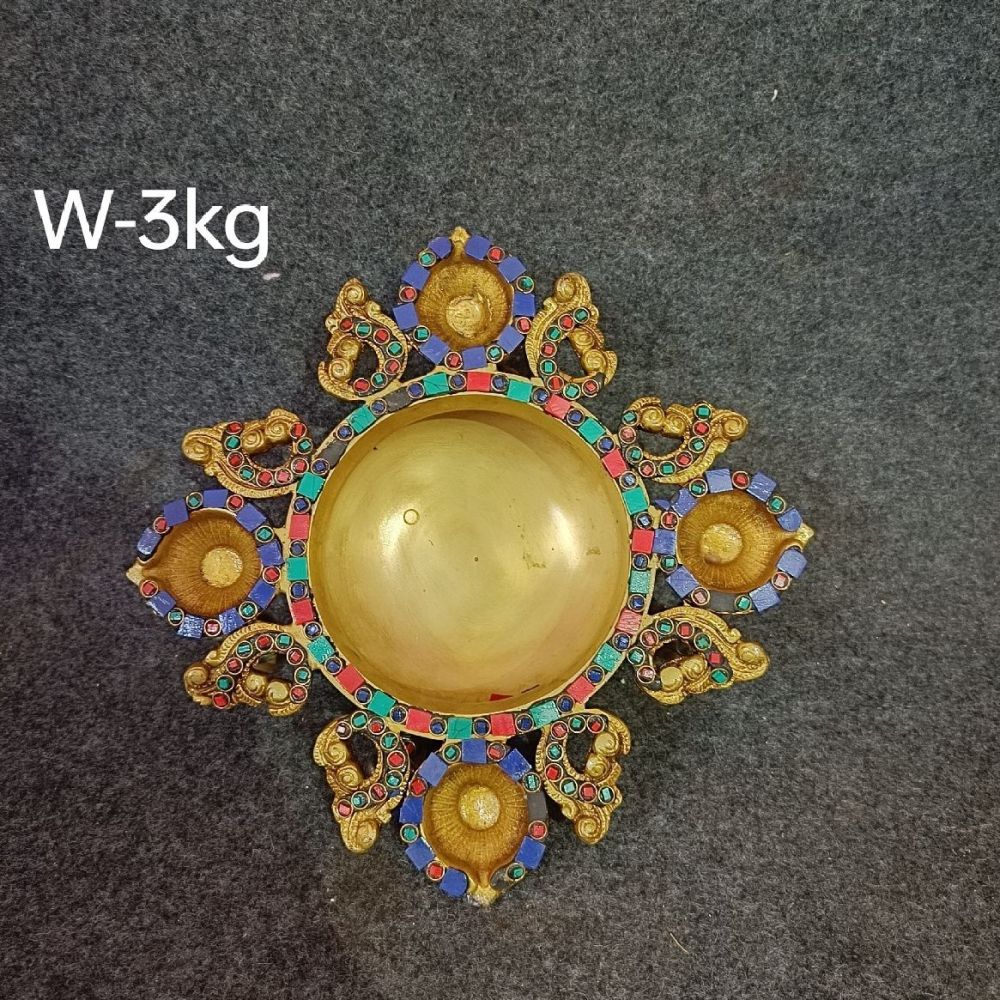 Brass Four Diya Urli. 3kg