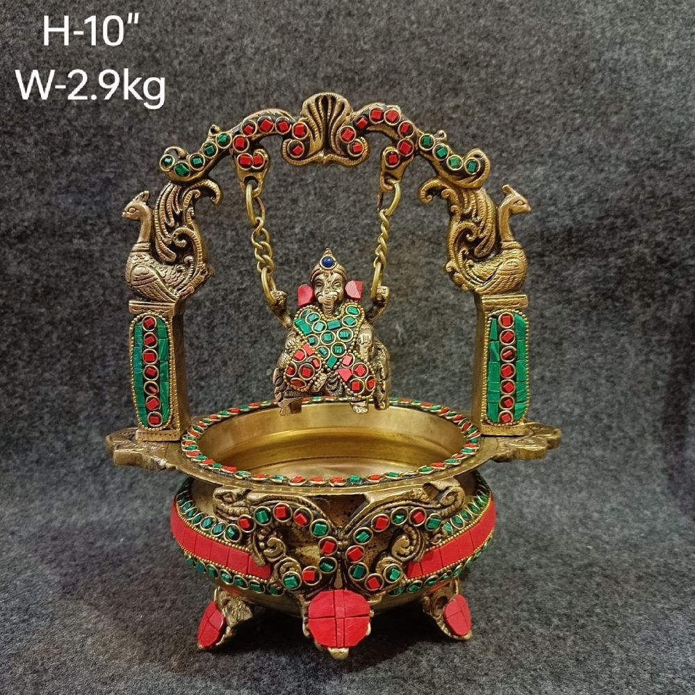 Brass Ganesha Jhula Urli 2.9kg, 10''