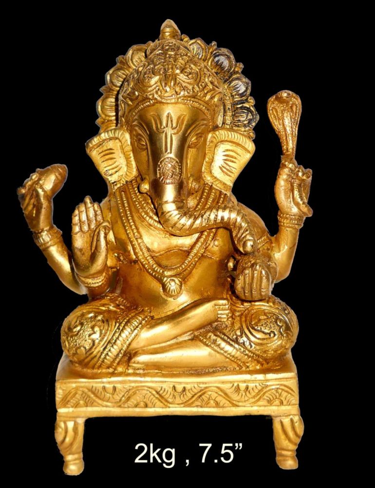 Brass Ganesh 2 Kg 7.5" Inches