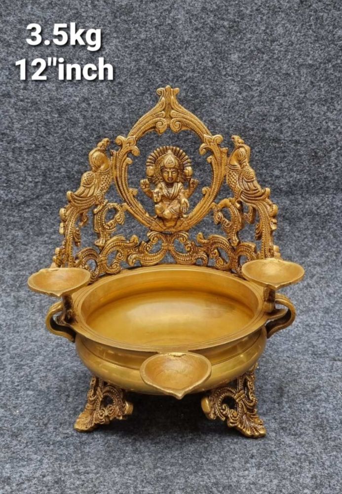 Brass Laxmi Diya Urli. 3.5kg, 13''