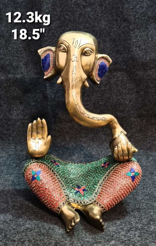 Brass Hawai ganesh 12.3 Kg 18.5" Inches