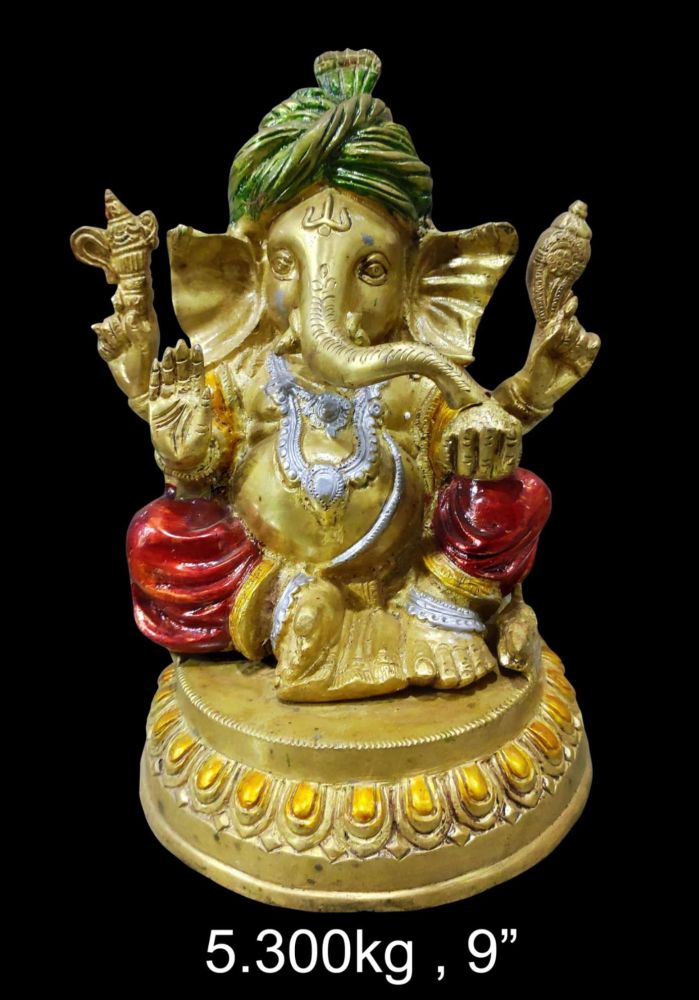 Brass Ganesh 5.300 Kg 9" Inches