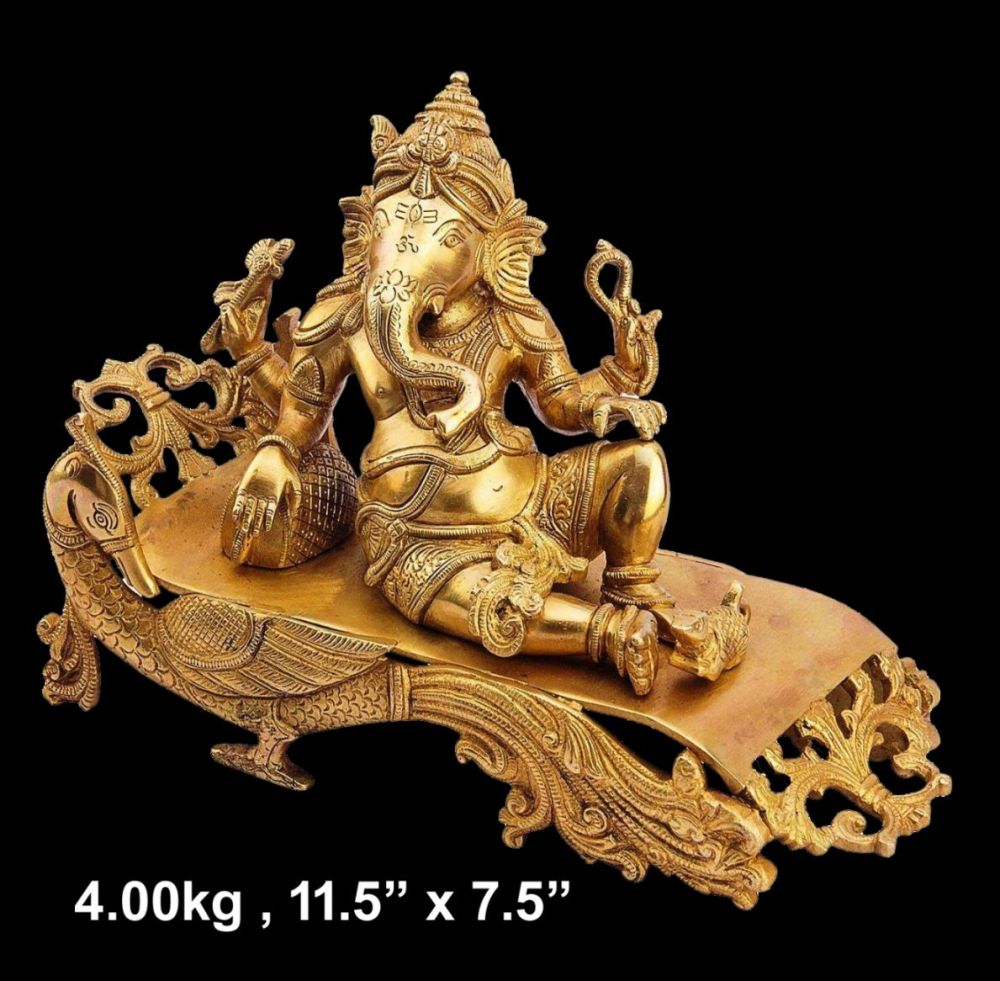 Brass Ganesh Sitting 11.5 Kg 7.5" Inches