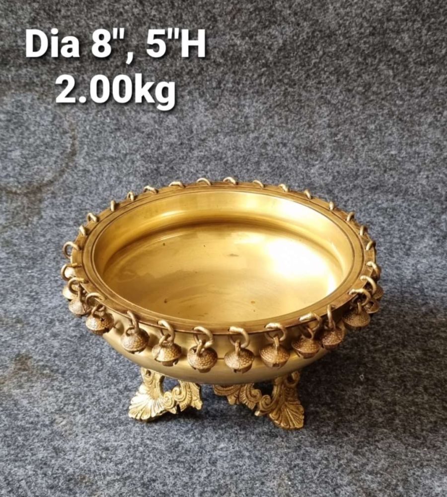 Brass Ghungroo Urli With Stand. 2kg, 8''