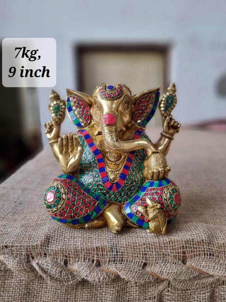 Brass Ganesh 7 Kg 9" Inches