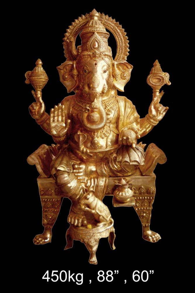 Monumental Brass Ganesh on Throne
