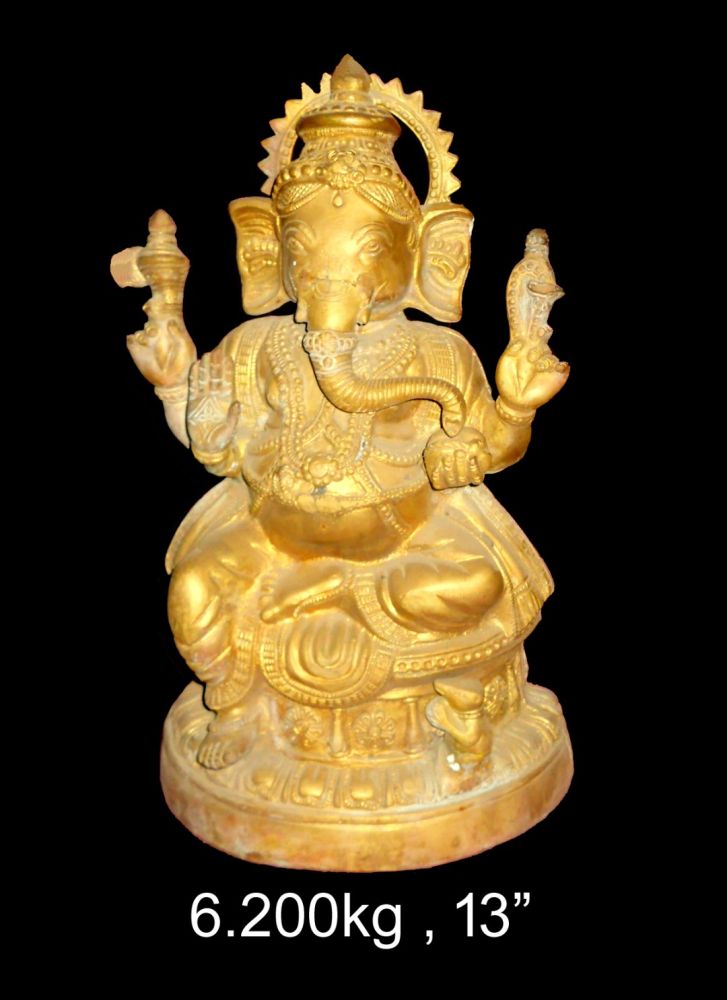 Brass Ganesh 6.200 Kg 13" Inches