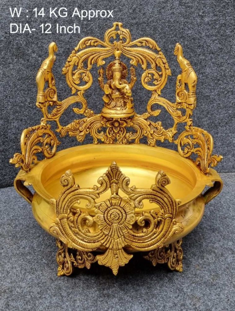 Brass Ganesha Urli. 14kg, 12''