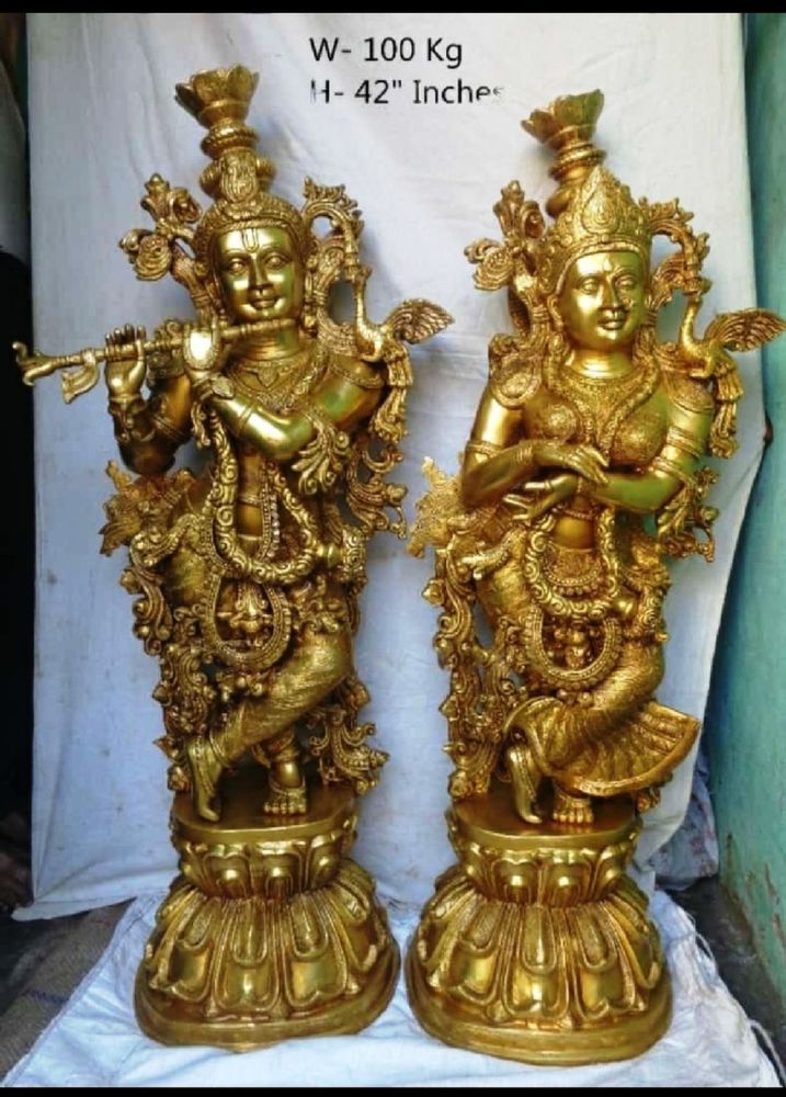 Brass Radha Krishna Idol 100Kg 42"inches