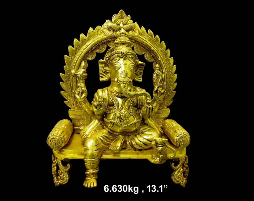 Brass Ganesh Singhasan 6.630 Kg 13.1" Inches