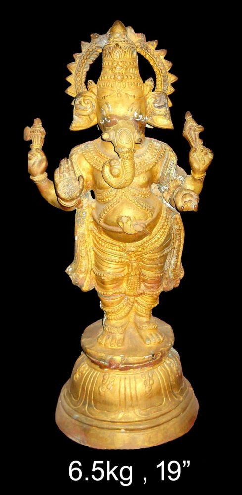 Brass Ganesh Standing 6.5 Kg 19" Inches