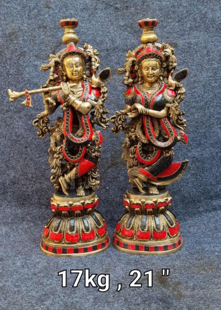 Brass Radha Krishna Idol 18Kg 21"Inch