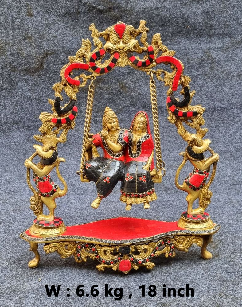 Brass Radha Krishna Jhula 6.6Kg 18"Inches