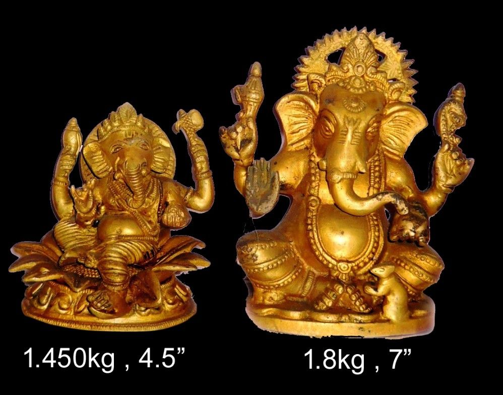Brass Ganesh 1.450 Kg 4.5" Inches
