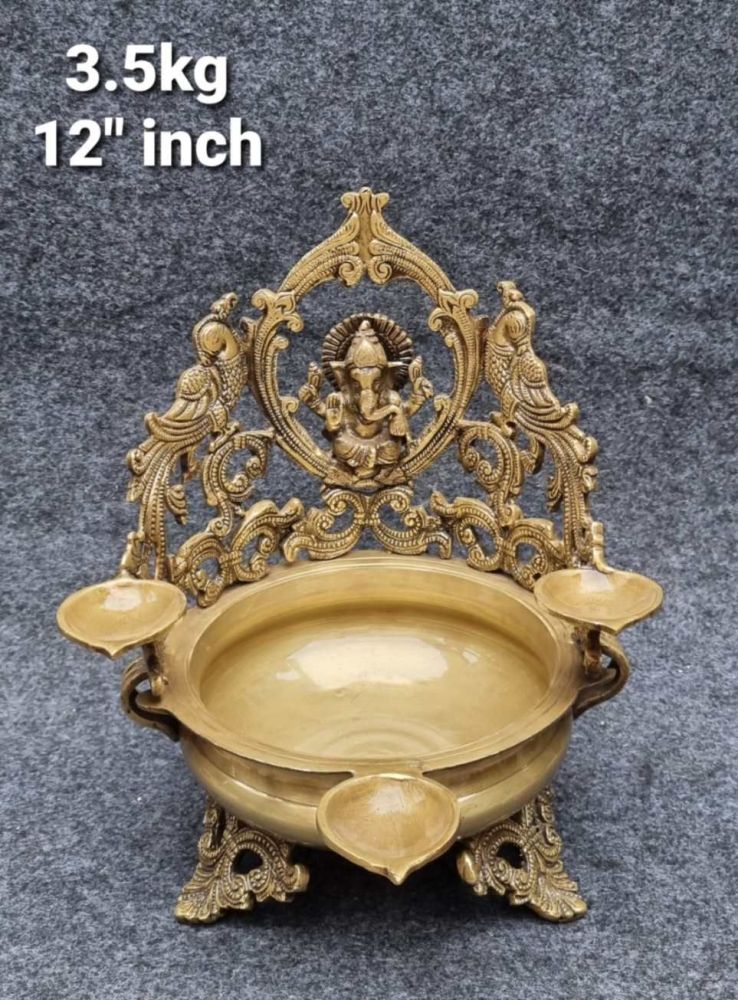 Brass Ganesha diya Urli 3.5kg, 13''