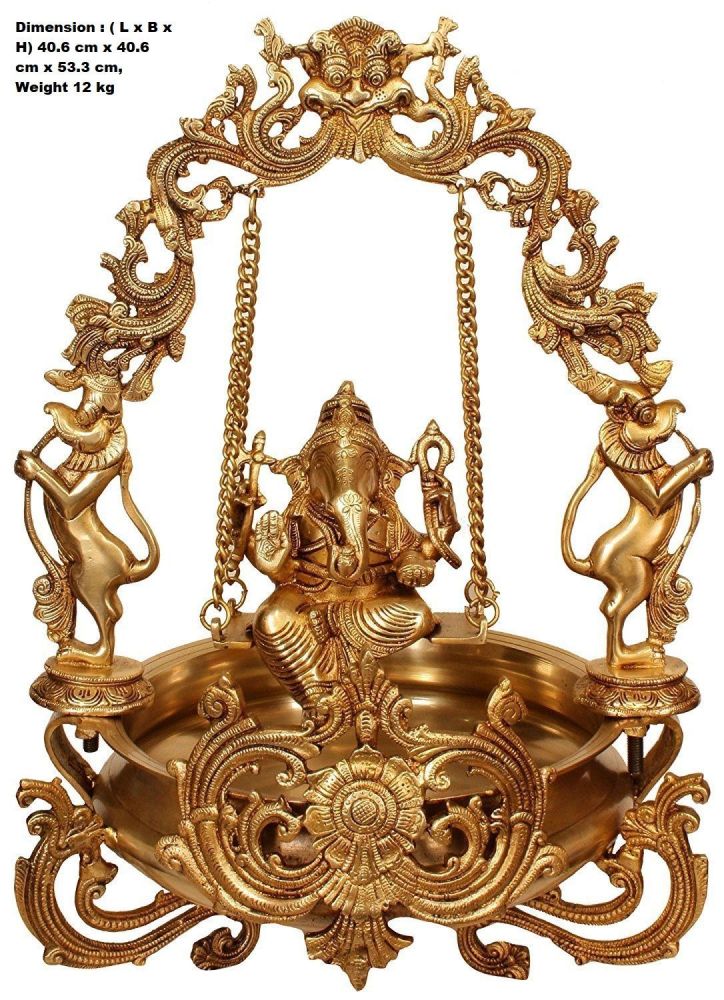 Brass Ganesha Jhula Urli 12kg, 18''