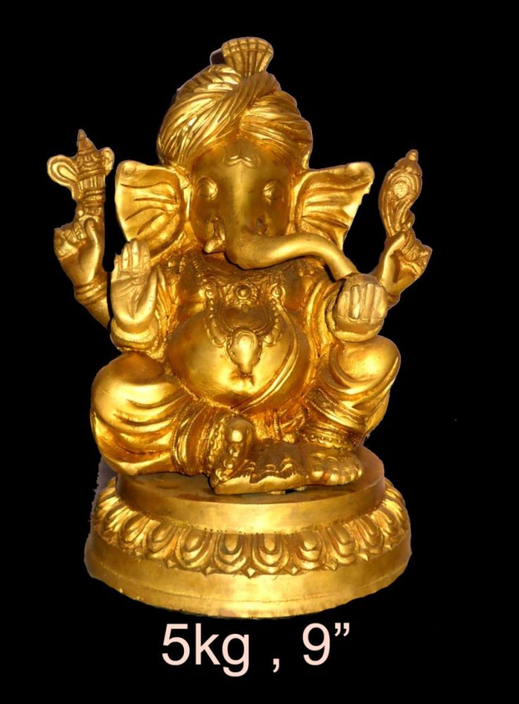 Brass Ganesh 5 Kg 9" Inches