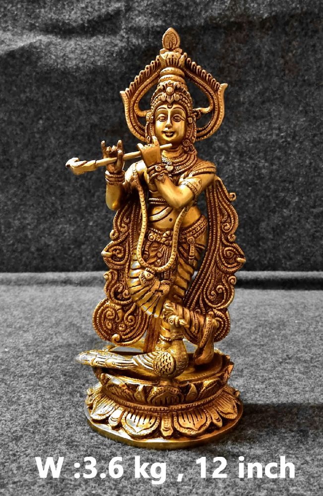 Brass Krishna 3.600Kg 12"Inches