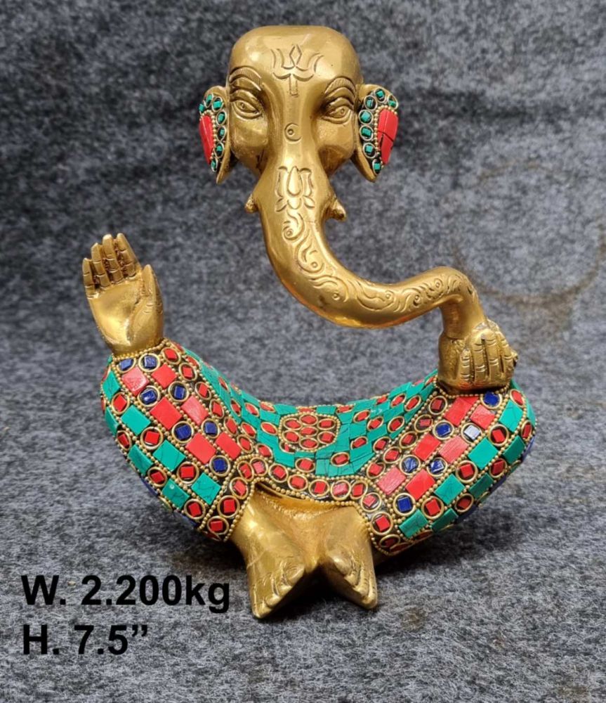 Brass Ganesh 2.200 Kg 7.5" Inches