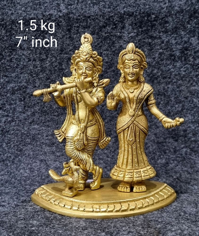 Brass Radha Krishna Idols 1.5Kg 7"Inches