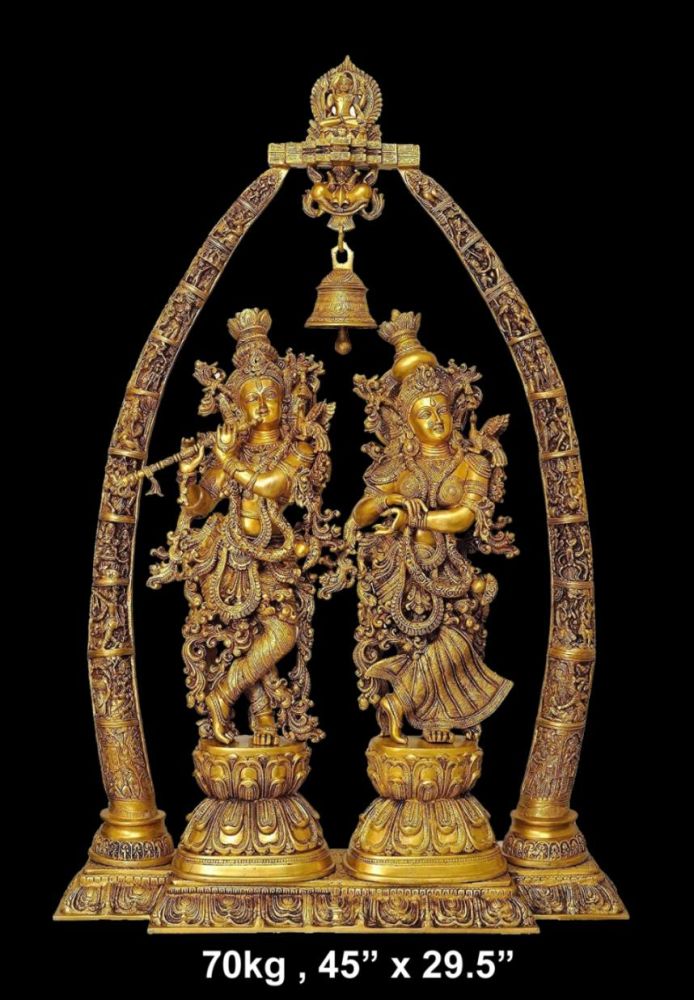 Brass Radha Krishna Idol 70Kg 45*29.5"Inches