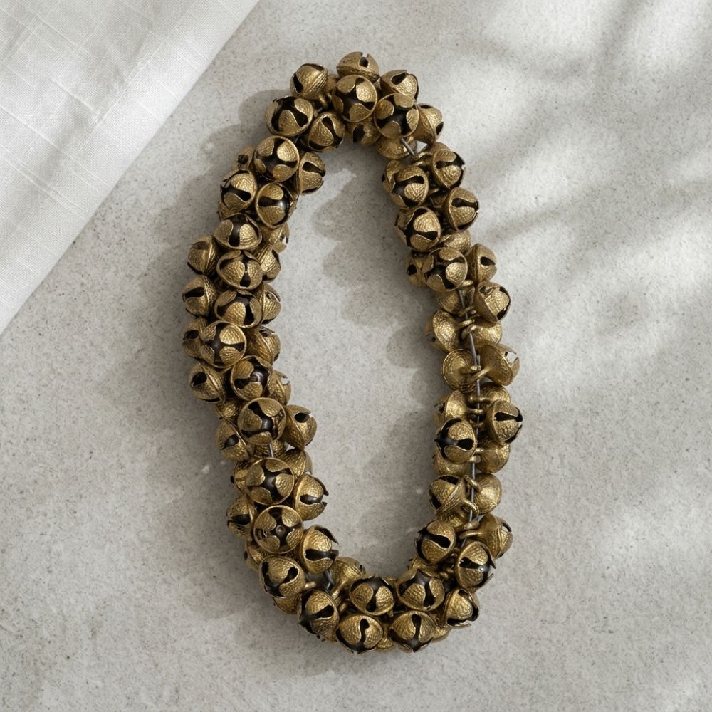 Brass Ghungroo Ankle Bells Pair - Gold Polish Finish