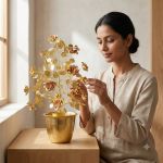 Handcrafted Brass Rose Tree in Pot (2 Ft / 750g) – photo 2