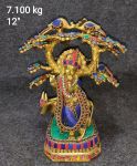Brass Cow Krishna With Tree 7.100 Kg 12" Inches