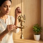 Hanging Brass Peacock Diya with Bell (8 Inch / 700g) – photo 3