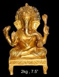 Brass Ganesh 2 Kg 7.5" Inches