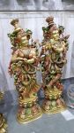 Large Brass Radha Krishna Pair, Plain Gold Finish – photo 3