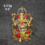 Brass Ganesh Sitting 5.2 Kg 9.5" Inches