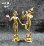 Brass Radha Krishna Plain 2Kg 9''