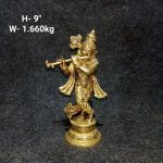 Brass Krishna Idol 1.600Kg 9"Inches