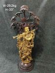 Brass Krishna With Tree Idol 29.200 33"Inches
