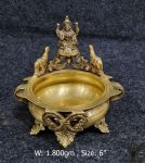 Brass Gaj Laxmi Urli. 1.8kg, 6''