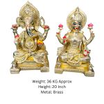 Large Brass Laxmi Ganesh Idol Set (20 Inch, 36 KG Approx) – photo 2