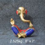 Brass Hawai Ganesh 2.525 Kg 8"x7" Inches