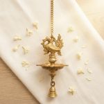 Hanging Brass Peacock Diya with Bell (8 Inch / 700g) – photo 1