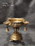 Brass Four Diya Urli With Stand.4.6kg, 11''