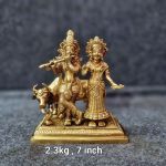 Brass Radha Krishna With Cow Idols 2.300kg 7"Inches