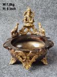 Brass Gaj Ganesha Urli. 1.8 kg, 6''