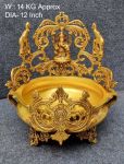 Brass Ganesha Urli. 14kg, 12''