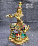 Brass Krishna With Cow 24 kg 25''SF