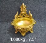 Brass Gaj Ganesha Urli. 1.7kg, 7.5''